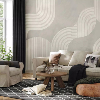 Wall Murals - Fine pattern with soft curved lines in beige tones G-ART