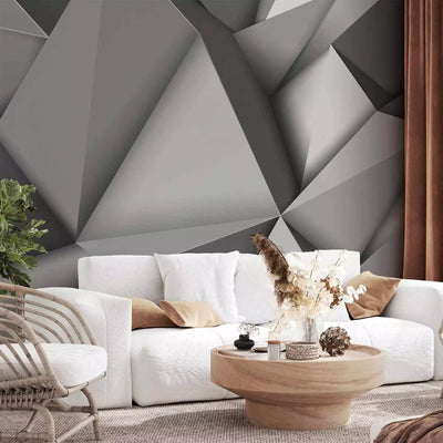 Wall Murals - futuristic gray abstraction with 3D illusion, 60089 g-art