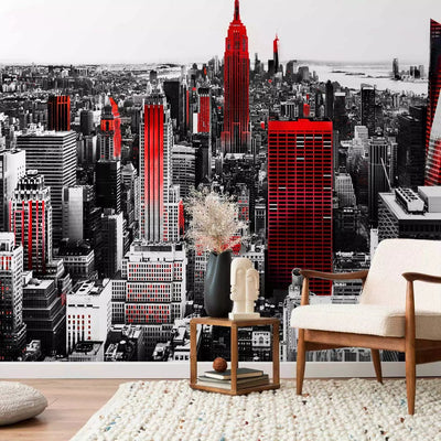 Wall Murals with New York in red and black, 61626g-art