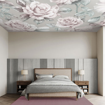 Фотообои для потолка – цветы нежных серо-розовых оттенков, 159930 G-ART