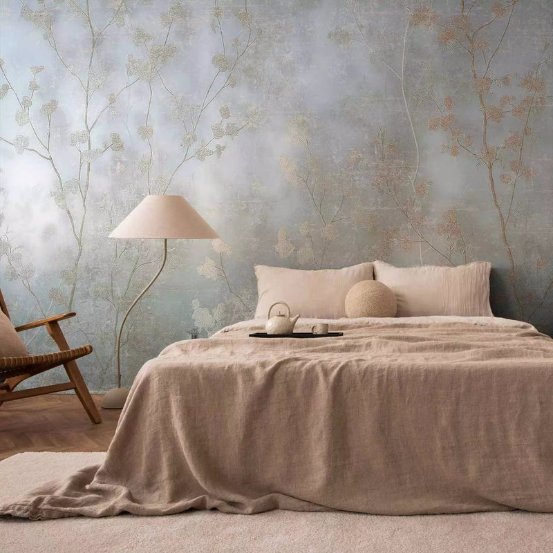 Wall Murals - Blurred branches - artistic motif of delicate golden trees G-ART