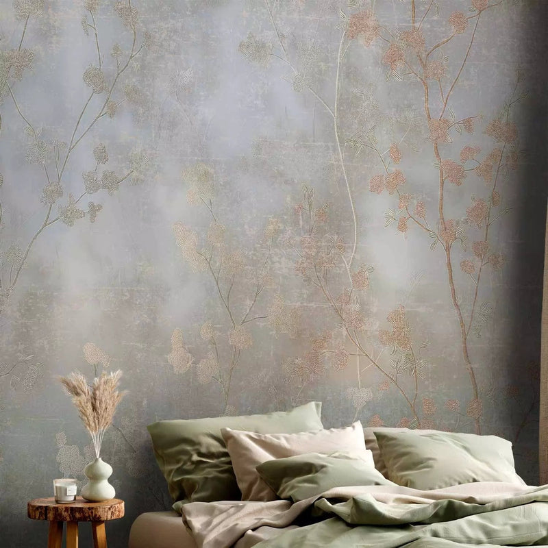 Wall Murals - Blurred branches - artistic motif of delicate golden trees G-ART