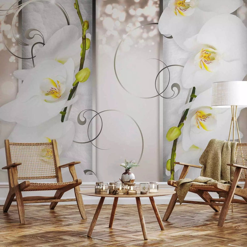 Wall Murals - Elegant flowers - abstraction with white orchids, 60183 g -art