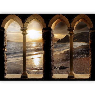 Fototapetai - Jūros ir paplūdimio peizažas su saulėlydžiu, 61701 G-ART