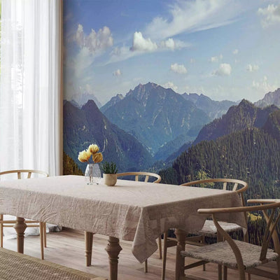 Wall Murals - landscape with high mountains and blue sky, 93096G-ART