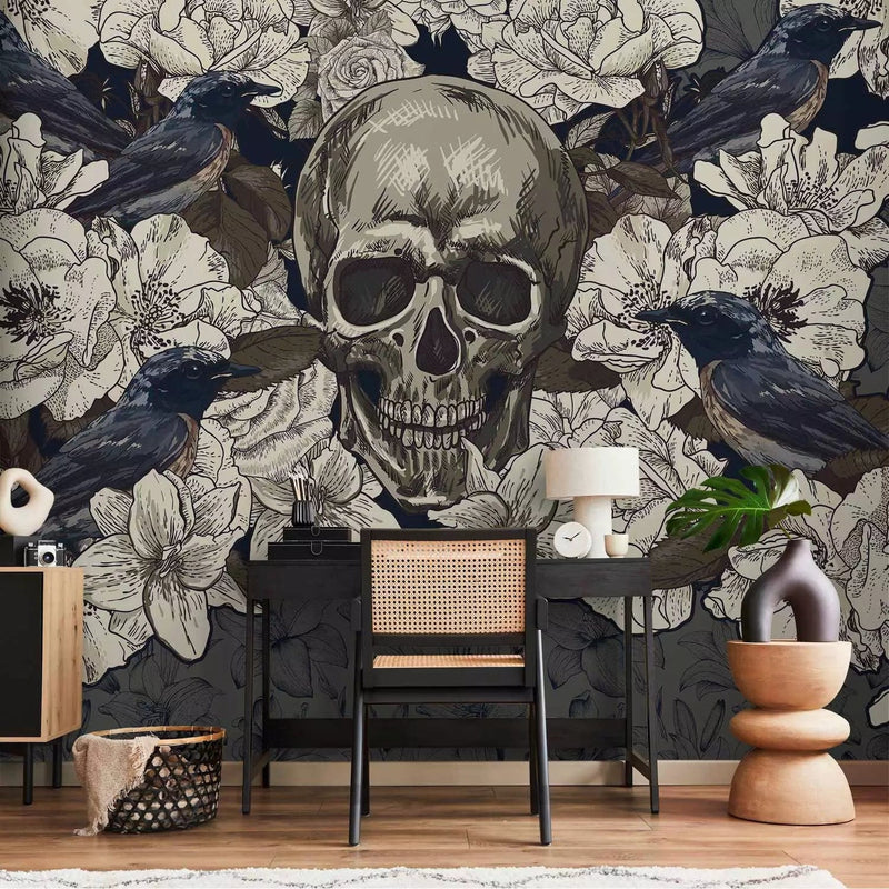 Wall Murals with skull in dark gray color - 59725G-ART