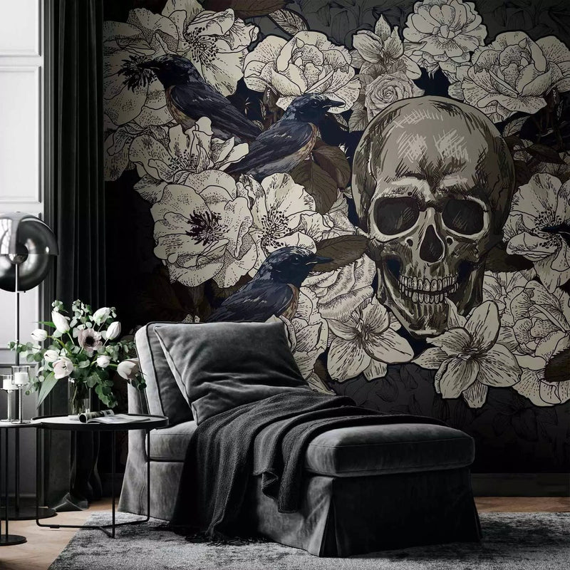 Wall Murals with skull in dark gray color - 59725G-ART