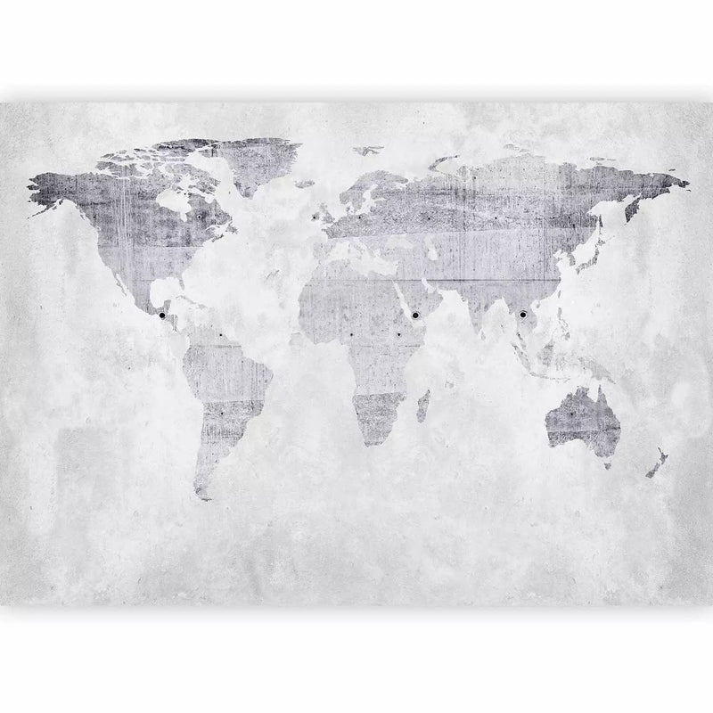 Wall Murals for living room in grey tones - Map on concrete, 60105G-ART