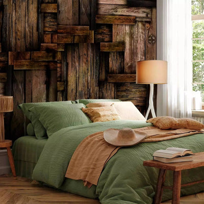 Wall Murals with a wooden pattern in dark brown tones, 97099 G-ART