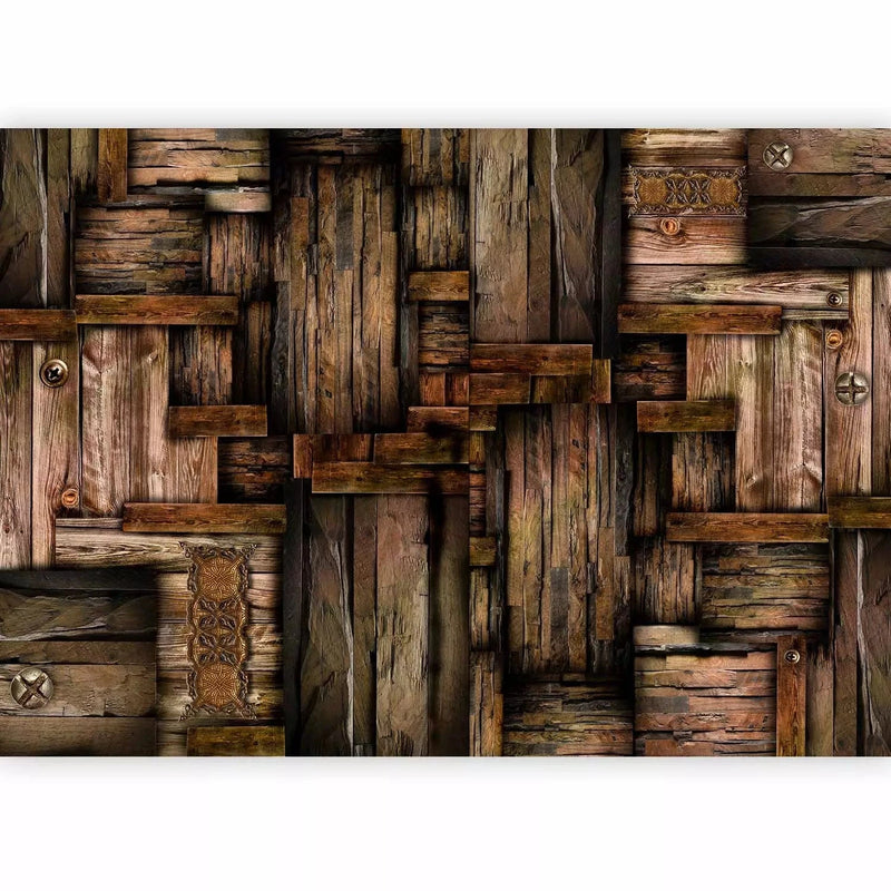 Wall Murals with a wooden pattern in dark brown tones, 97099 G-ART