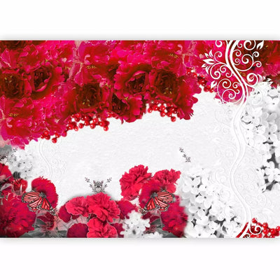 Wall Murals - Contrast abstraction with flowers and butterflies - 60747G-ART