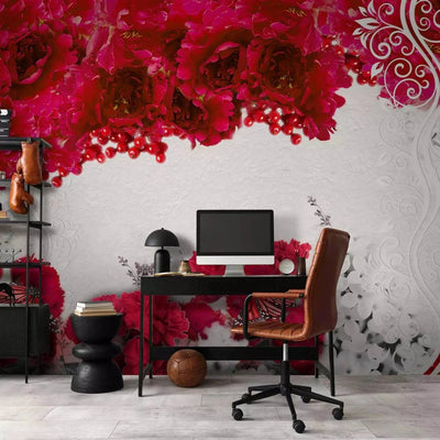 Wall Murals - Contrast abstraction with flowers and butterflies - 60747G-ART