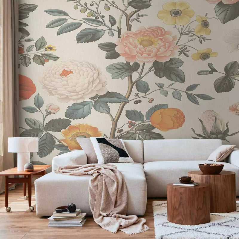 Wall Murals - pastel composition with flowers and greenery, 160795 G-ART