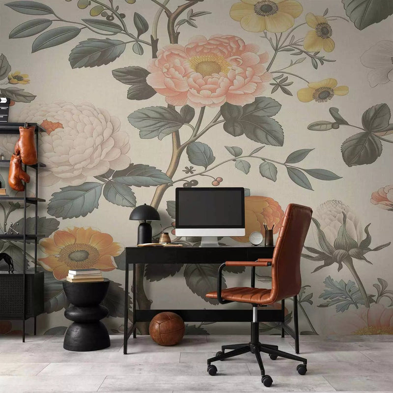 Wall Murals - pastel composition with flowers and greenery, 160795 G-ART