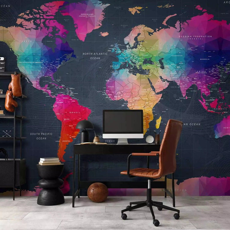 Wall Murals - geometric world map in English, 95018 G-ART