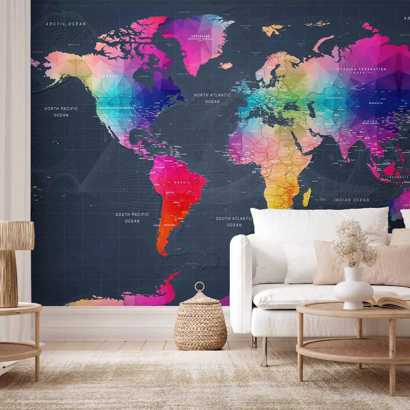 Wall Murals - geometric world map in English, 95018 G-ART