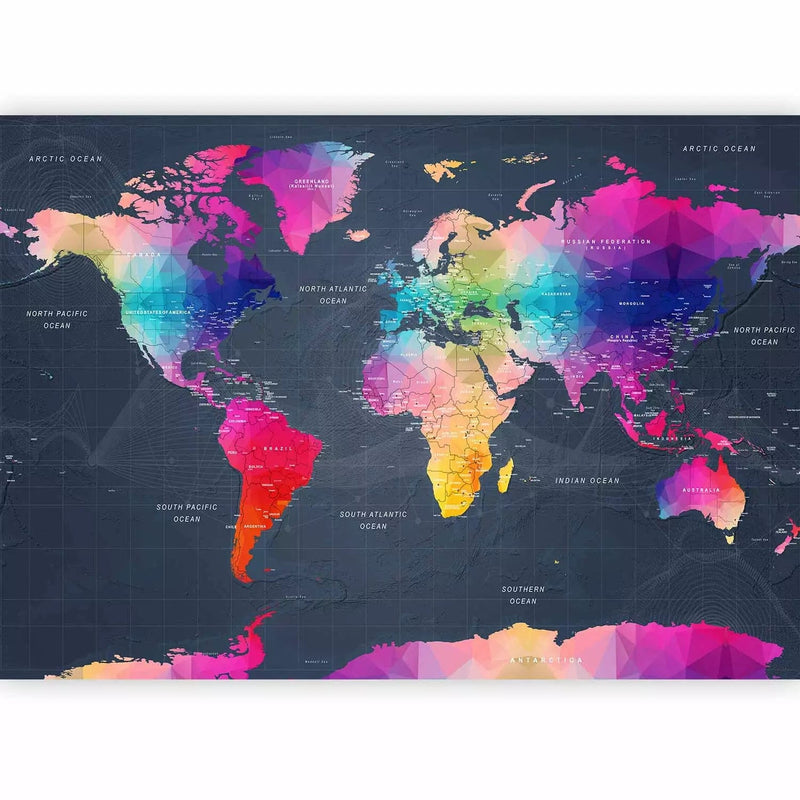 Wall Murals - geometric world map in English, 95018 G-ART