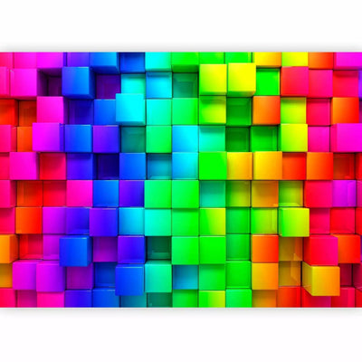 3D Wall Murals with multi-colored cubes G-ART