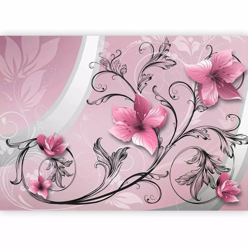 Wall Murals - Flower arrangement on a background with plant patterns, 60714 G-ART