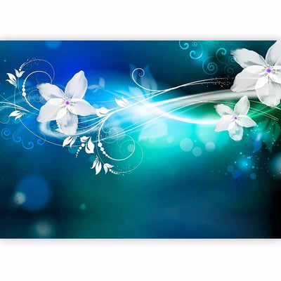  Wall Murals with floral motifs in ice blue - odorless G-ART