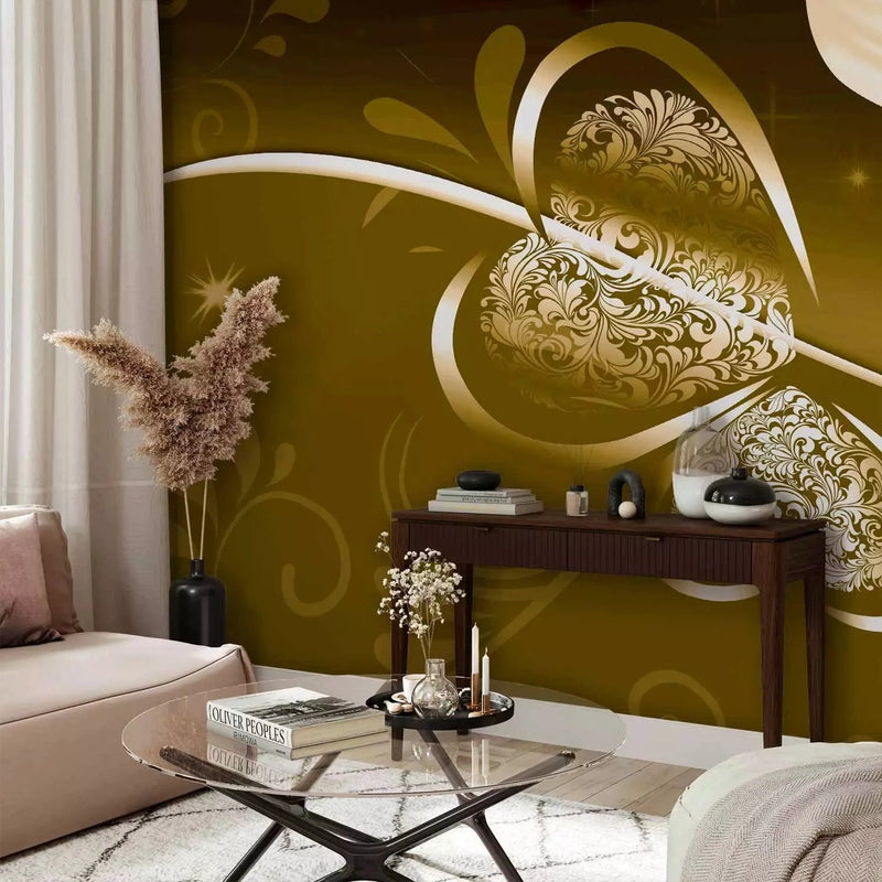 Wall Murals with lilies in dark green tones - odorless, vinyl-free G-ART