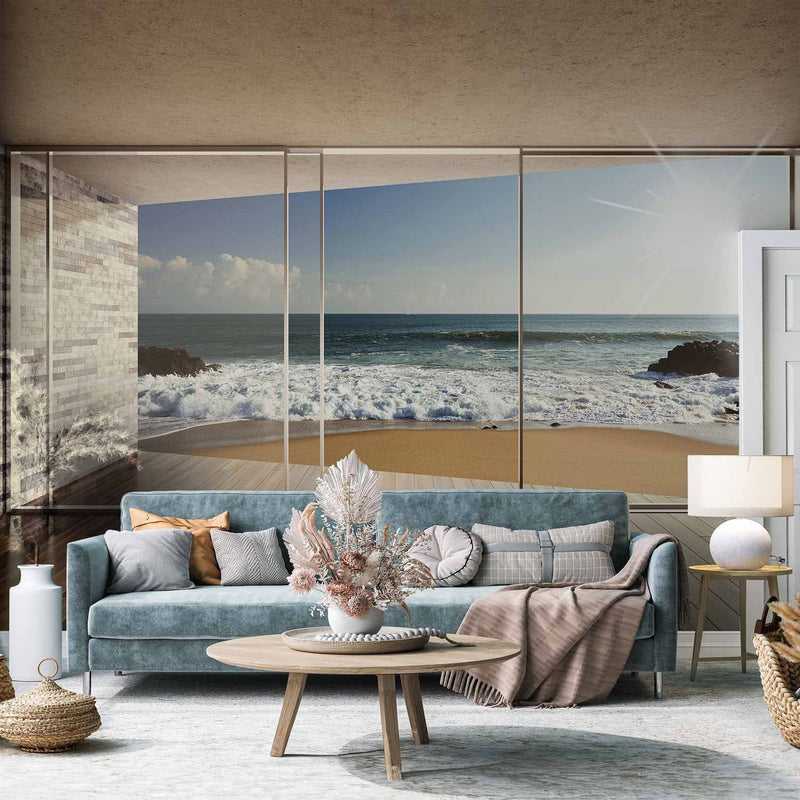 Wall Murals - Window with view - sandy beach, 64120 G-ART