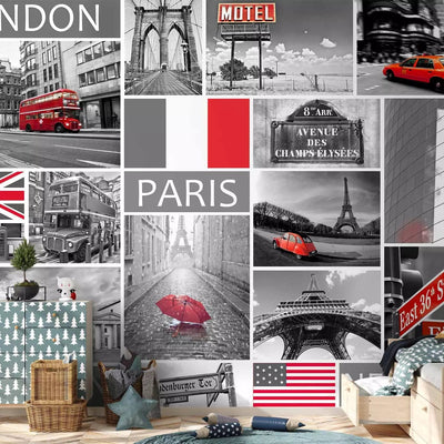 Wall Murals Young people - London, Paris, Berlin, New York, 60687G -Art