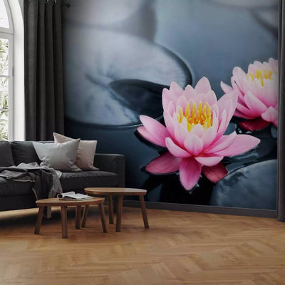 Fototapetai Su lotoso gėlėmis pilkame fone - „Lotus Glowers“, 60680G -At