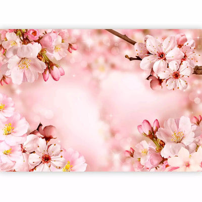 Wall Murals With beautiful spring flowers. Cherry flowers pink in G-art