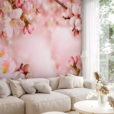 Wall Murals With beautiful spring flowers. Cherry flowers pink in G-art