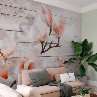 Wall Murals - orange magnolia flowers on the wood surface, 62470 G-art