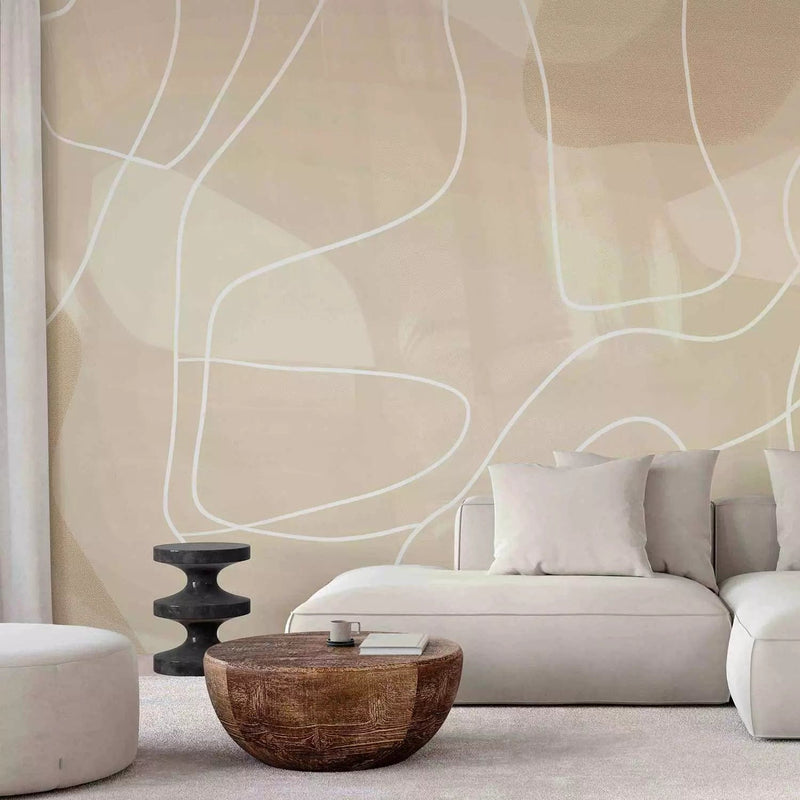 Wall Murals - a minimalistic composition with soft, flowing forms G-ART