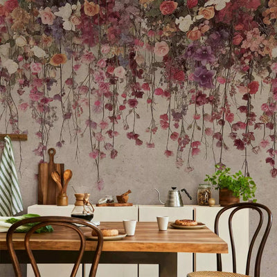 Wall Murals - Hanging flowers - composition on a light background, 161411 G-ART