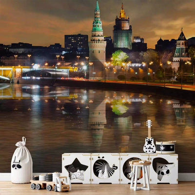 Wall Murals With Moscow's views of night Kremlin brown tones, 61624 G-art