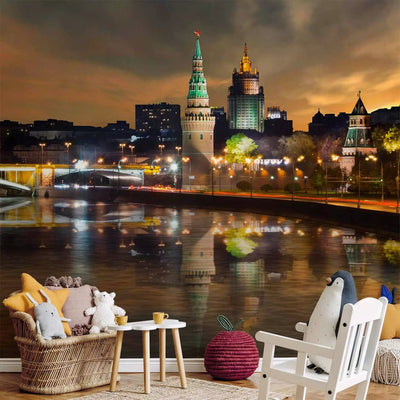 Wall Murals With Moscow's views of night Kremlin brown tones, 61624 G-art