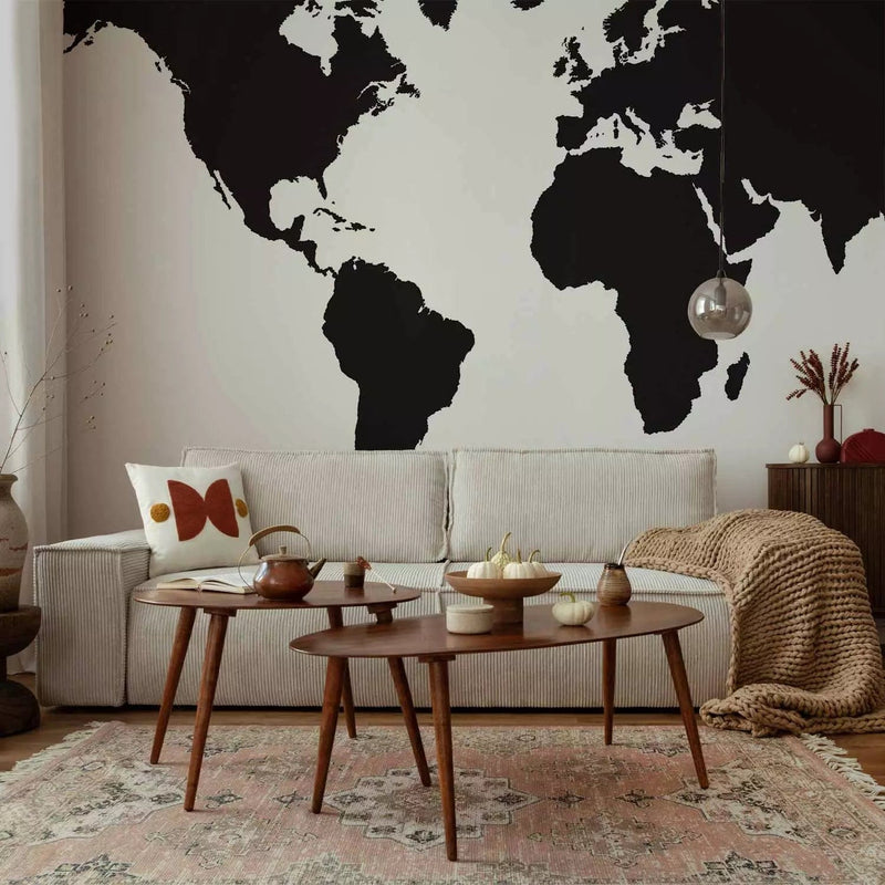 Wall Murals - Black and white world map, 95909 - choose size G-ART