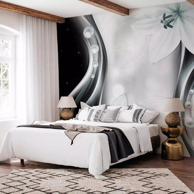 Wall Murals (black and white with flowers) - Cosmic Lilies - 63836G-ART