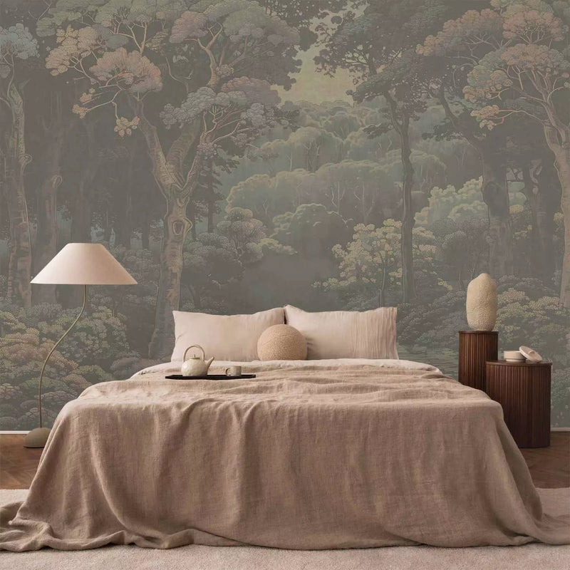 Wall Murals - Forest corners - mysterious landscape with trees and flowers G-ART