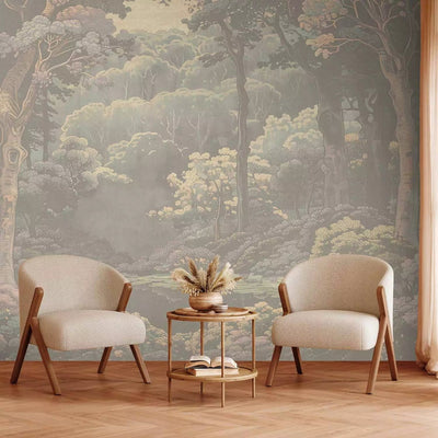 Wall Murals - Forest corners - mysterious landscape with trees and flowers G-ART