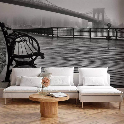 Wall Murals With a foggy day at the Brooklyn Bridge in New York, 61875g-art