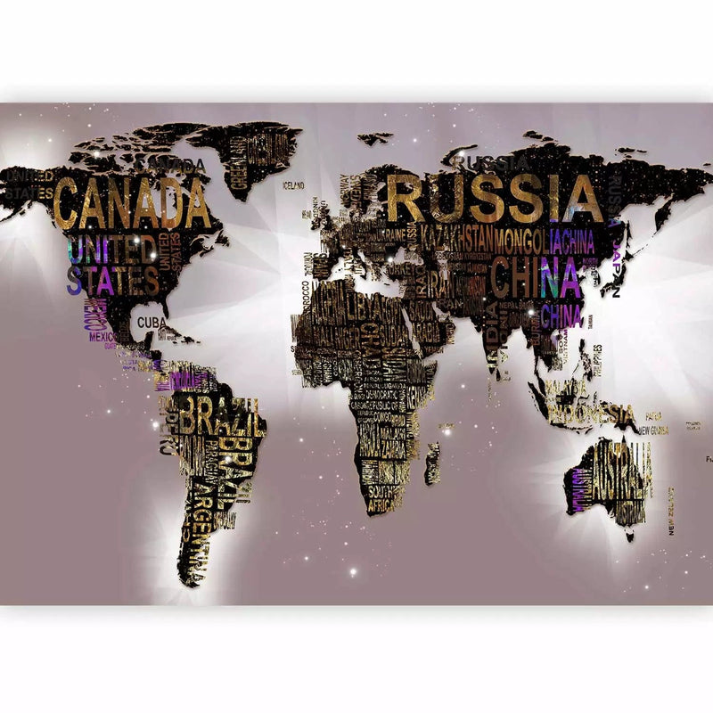 Wall Murals - World on gray background with English names G-ART