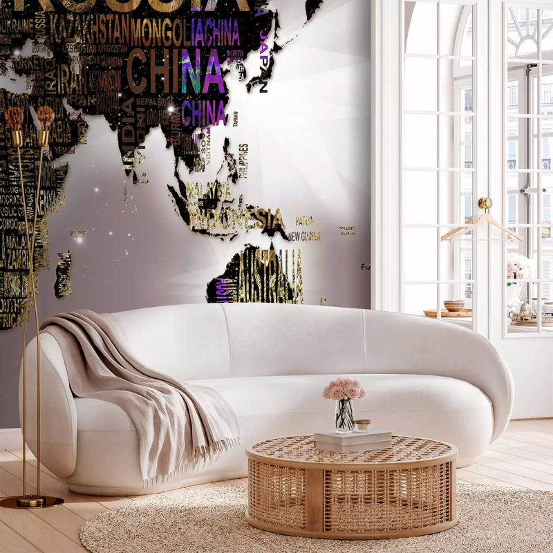 Wall Murals - World on gray background with English names G-ART