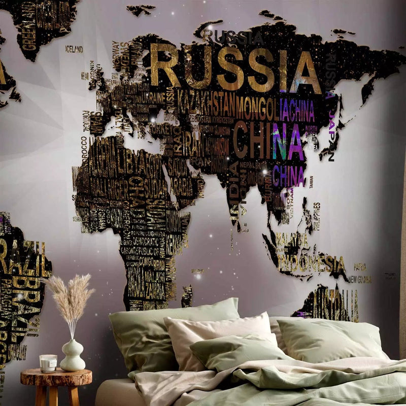 Wall Murals - World on gray background with English names G-ART