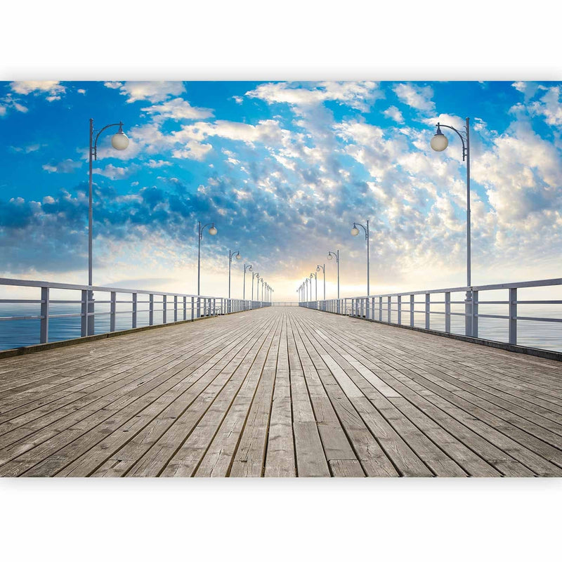 Fototapetai - Prieplauka, mėlyna jūra ir ramus dangus su debesimis, 61682 G-ART