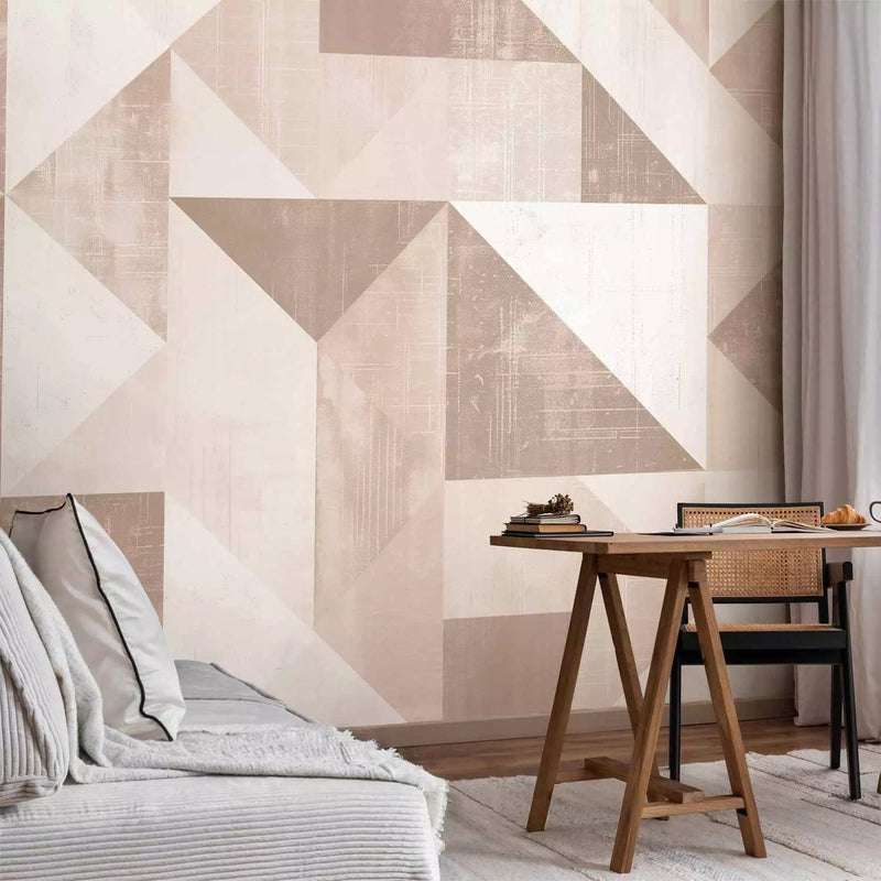 Wall Murals - Soft pattern with triangles in soft, earth tones, 161110 G-ART