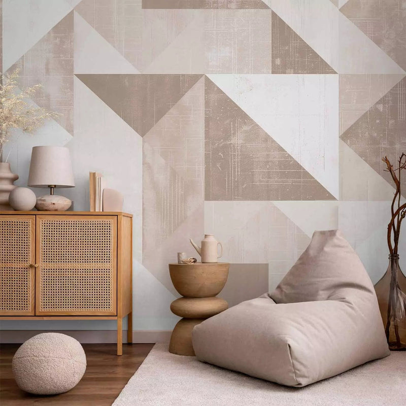 Wall Murals - Soft pattern with triangles in soft, earth tones, 161110 G-ART