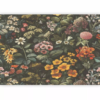 Wall Murals - diverse flowers in a dark, elegant composition, 160787 G-ART