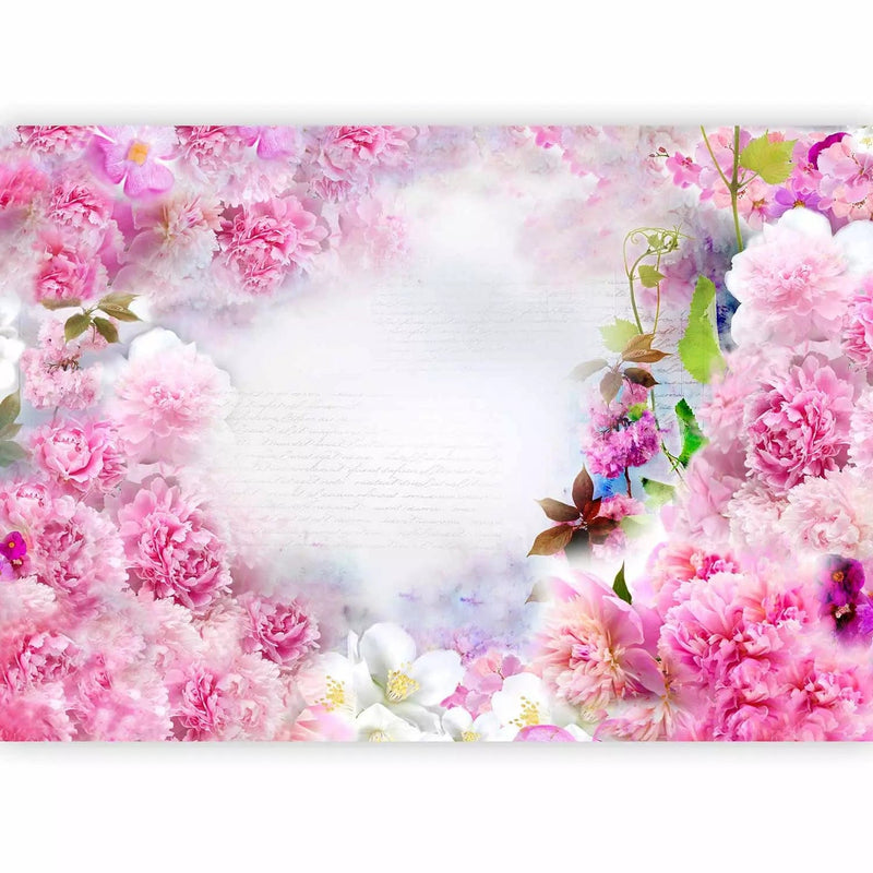 Wall Murals - abstract floral motif with inscriptions and clouds, 60669 G-ART