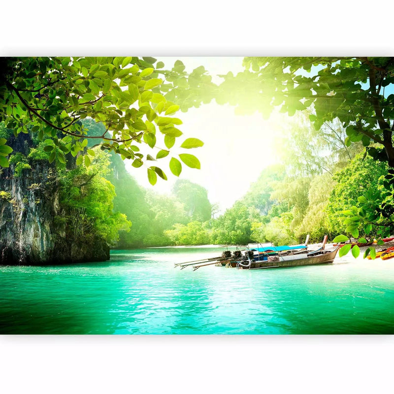 Wall Murals - Paradise forest - landscape with azure sea and boats G-ART