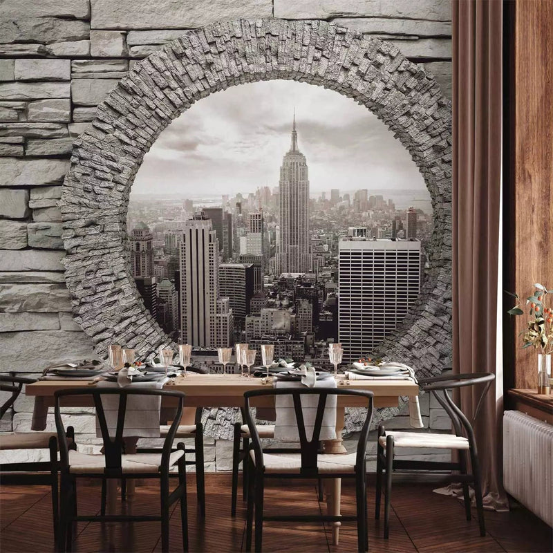 Wall Murals - View from the Stone Wall - View from Window to New York G -Art